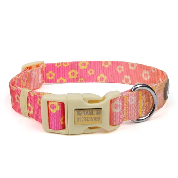 Personalized Dog Collar with Name Engraved Dog Collar with Matching Leash, Floral Dog Collar Custom Dog Collar for All Size Dogs, Great Gift for Pet Owners