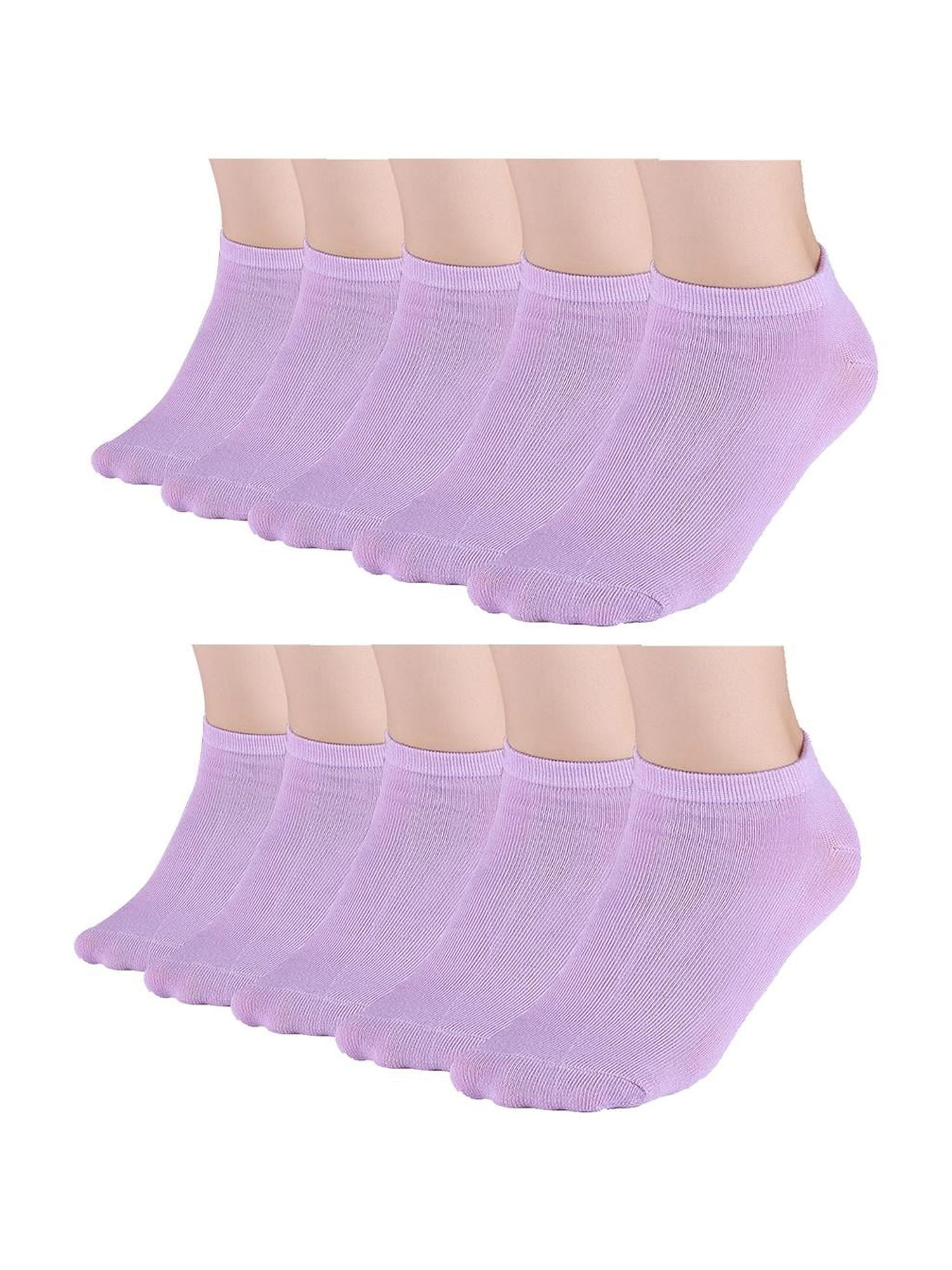 INSPIRE CHIC Women's 10 Pairs Stretch Breathable Cuffs Low Cut Ankle Socks Small Purple
