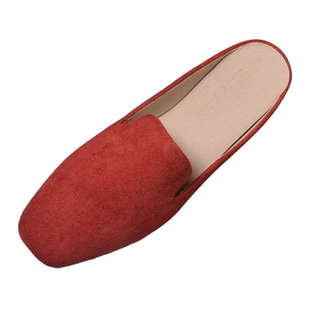 

Huanghuaa Women s Spring And Autumn New Casual Comfortable Solid Color Flat Half Slippers Womens Shoes Casual Dressy