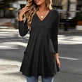 thumbnail image 4 of YHAJDS Womens Fall Sweatshirt Casual V Neck Double Pocket Solid Tunic Pullover, 4 of 9