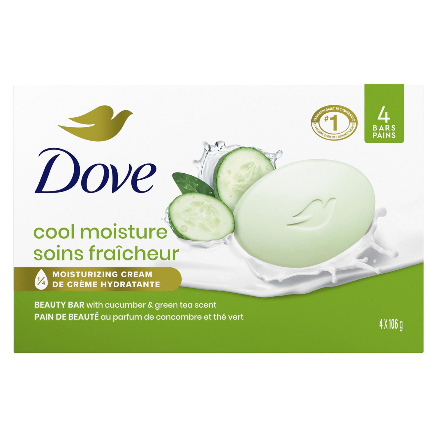 Dove Skin Care Cucumber and Green Tea Beauty Bar, 4x106g