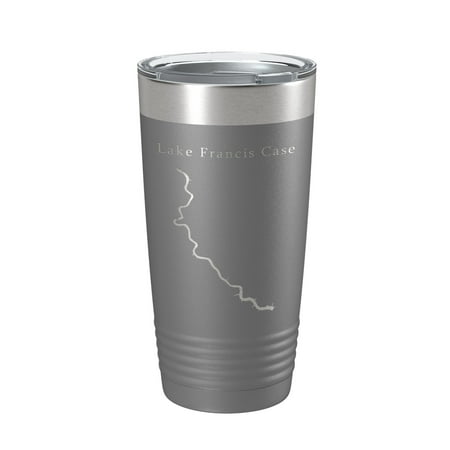 

Lake Francis Case Map Tumbler Travel Mug Insulated Laser Engraved Coffee Cup South Dakota 20 oz Dark Gray