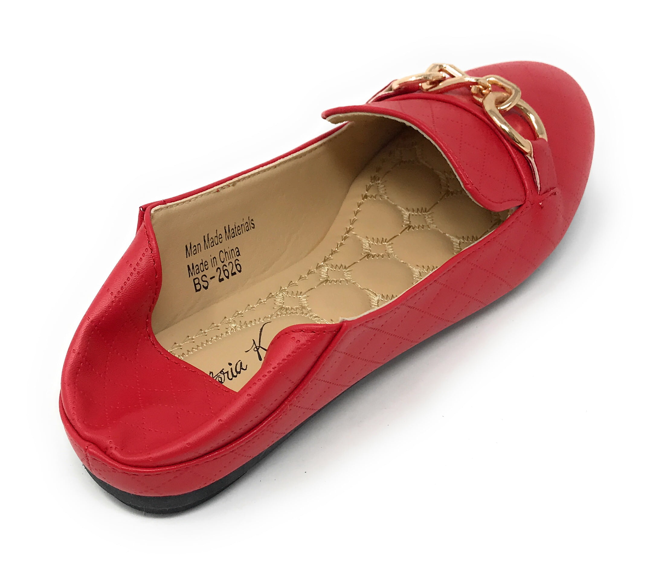 Victoria K Women's Foldover Quilted Gold Chain Ballerina Flats