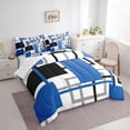 thumbnail image 3 of Manfei Blue White Abstract Bedding Comforter Set 7-Piece, Chic Minimalism King Bedding Sets, Teen Child Kid Adult Reversible Bed Sheets, Lightweight Room Decor, 3 of 7