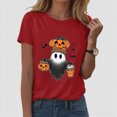 thumbnail image 2 of TOWED22 Halloween Shirts for Women Cute Ghost Shirt Fall Pumpkin Tshirt Crew Neck Graphic Tees Casual Short Sleeve Tops(Red,S), 2 of 5