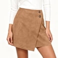 thumbnail image 2 of Faux Suede Mini Skirt Fall Winter Bodycon Short Suede Mini Skort for Women Zipper Closure Irregular Skirts, 2 of 4