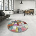 thumbnail image 4 of Ahgly Company Machine Washable Indoor Round Contemporary Cherry Red Area Rugs, 4' Round, 4 of 7