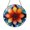 Acrylic 3.5 Inch, variant on Sunburst flower stained glass suncatcher, colorful round floral window panel