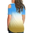 thumbnail image 4 of Scyoekwg Dressy Tops for Women Trendy Short Sleeve Tunic Shirts Loose Comfy Blouse Casual Tshirt V-Neck Cold Off Shoulder Shirts Gradient Color Graphic Tunic Tops (Yellow,XL), 4 of 5
