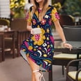 thumbnail image 3 of Rateoe Cinco De Mayo Floral Pattern Women’s Short Sleeve Dress – Casual Elegant Summer A-Line Dress for Everyday Wear, 3 of 6