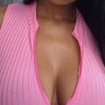 thumbnail image 5 of AURA Womens Pink Knit V Neck Ruffle Sleeve High Waist A Line Midi Dress Plus Size 1XL 3XL, 5 of 6