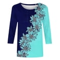 thumbnail image 5 of Juesizh T Shirts for Women Plus Size Crew Neck Shirts Trendy Loose Print 3/4 Sleeve Pullover Tee Shirts, S-5XL, 5 of 8