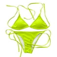 thumbnail image 3 of Prolriy Bikini Sets for Women Solid Color Lace Up Bikini Two Piece Swimsuit Womens Swimsuits Green L, 3 of 10