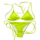 thumbnail image 4 of ¡Rebajas! Conjuntos de bikini Prolriy para mujer, bikini de dos piezas con cordones en color liso, trajes de baño para mujer, talla S, verde, 4 of 8