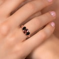 thumbnail image 4 of Gem Stone King 18K Rose Gold Plated Silver Red Garnet and Black Onyx Filigree Style 3 Stone Ring for Women (2.33 Cttw, Oval 8X6MM and 6X4MM) (Size 7), 4 of 6