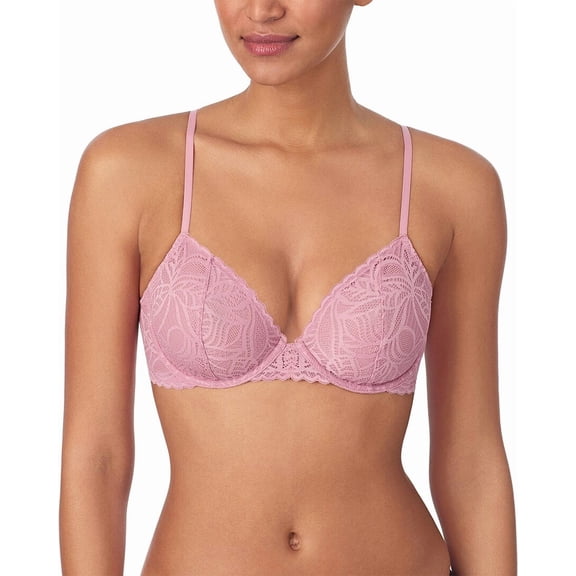 DKNY womens Deco Lace Unlined Bra, 34C, Purple