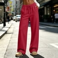 thumbnail image 2 of LangJing Fleece Sweat Pants for Women High Waisted Wide Leg Baggy Sweatpants Fall Winter Athletic Joggers Pant with Pockets Red,XL, 2 of 7
