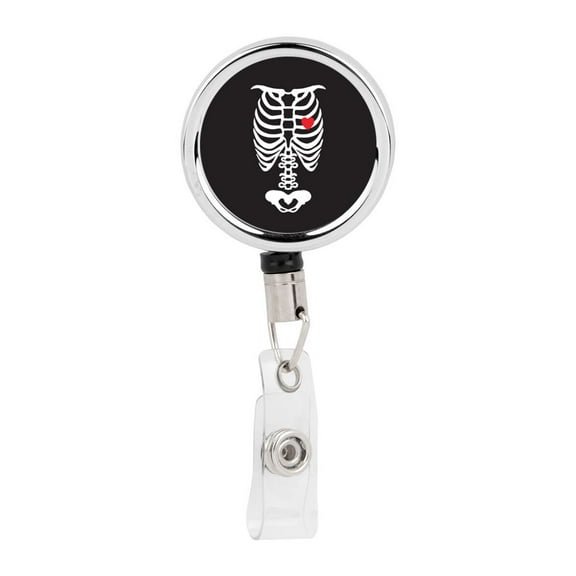 Koyal Wholesale Retractable Badge Reel Holder With Clip, Skeleton X Ray Heart