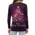 thumbnail image 4 of Lopecy-Sta Women's Christmas Tree Graphic Print Crew Neck Long Sleeve Top, Loose Casual Holiday T-Shirt for Party Daily Wear Wine L, 4 of 5