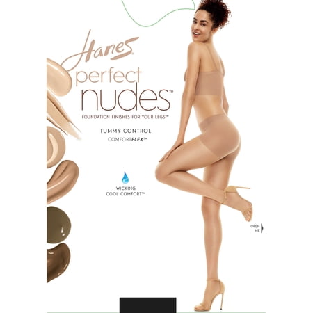 Hanes Perfect Nudes™ Run Resistant Tummy Control Girl Short Hosiery True Black S