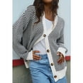 thumbnail image 3 of Women'S Casual Open Front Long Sleeve Chunky Knit Striped Cardigan Sweaters Outerwear Coats White XL, 3 of 8