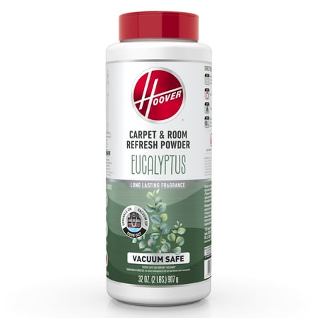 Hoover Carpet & Room Refresher Carpet Powder, Eucalyptus Scent, for Carpet, Rugs, and Upholstery, Vacuum Safe, Odor Eliminator, AH31214, 32 oz.