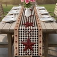 thumbnail image 4 of Red Texas Star Farmhouse Table Runner - 90 Inch Long Black Plaid Berry Country Cotton and Linen Blended Dress Scarves Farmhouse Table Runner for Kitchen Dining, Coffee Table, 13" x 90", 4 of 8