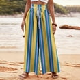 thumbnail image 2 of Annhoo Palazzo Pants for Women Casual Stripe Prited High Waist Pants with Drawstring Loose Comfy Wide Leg Trousers, 2 of 5