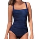 thumbnail image 3 of Traje de baño de una pieza para mujer Trajes de baño conservadores de moda con correas para los hombros para nadar en la fiesta en la playa Azul oscuro XL, 3 of 6
