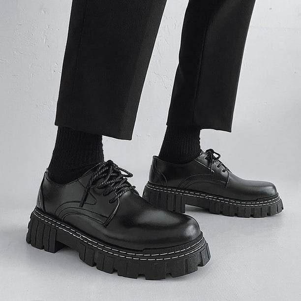 Zapatos de hombre, zapatos de cuero negro, zapatos de cuero pequeños de corte bajo para primavera y otoño, zapatos casuales para jóvenes