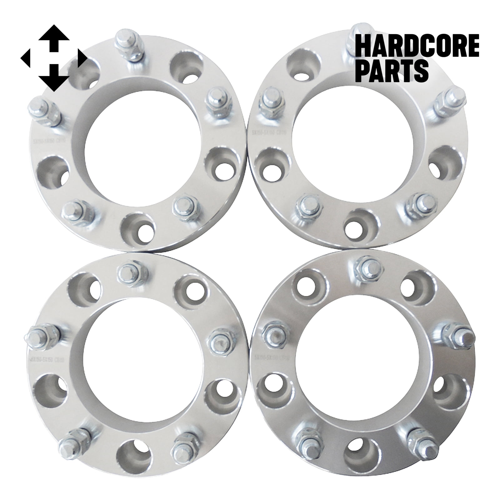 4 QTY 1.5" 5x150 Wheel Spacers Adapters + 20pc 14x1.5 Lug Nuts