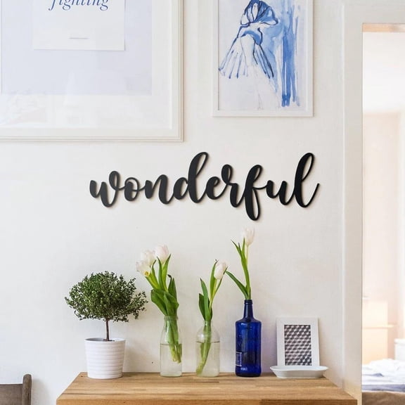 SUSSEXHOME Wonderful Metal Wall Art - Inspirational Quote - Modern Wall Decor for Home Office Living Room