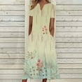 thumbnail image 2 of Dyegold Sundresses for Women Casual Beach - Womens Summer Dresses V-Neck Short Sleeve Vintage Floral Print Plus Size Maxi Sun Dress ​Summer Beach ​Holiday ​Dresses, 2 of 5