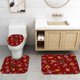 thumbnail image 5 of Juego de 4 cortinas de ducha con dibujos de Papá Noel, bolas de Navidad con cuadros rojos y negros, decoración navideña para el baño, cortina de ducha de tela impermeable, alfombrilla de baño, 5 of 7
