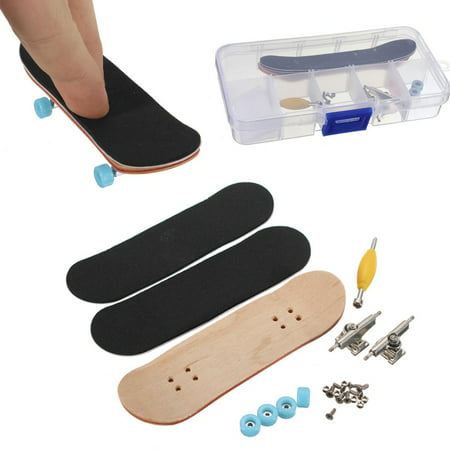 Brain Development New Finger Skateboard Deck Mini Board fingerboard Games Toy Gift- Maple Wood Finger Skate Board Blue Grit Foam