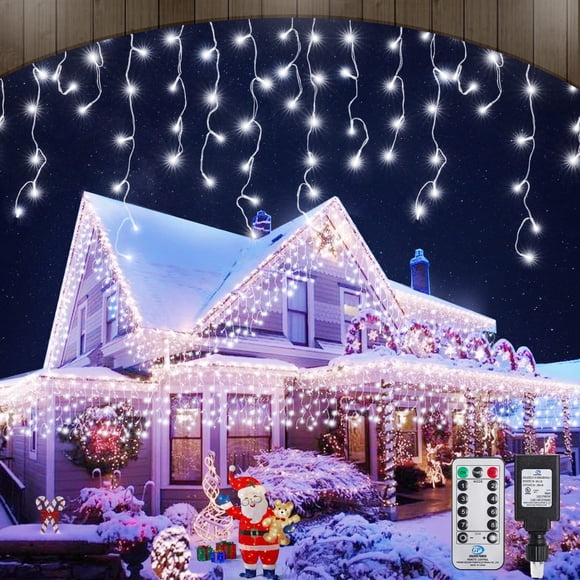 Luces navideñas YiY-Lunneo 640 LED, 20 m, 8 modos, color blanco frío