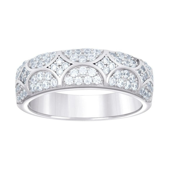 925 Sterling Silver Mens Cubic Zirconia Fashion Wedding Band Ring 6.4x6.4mm Wide Wedding Band for Men