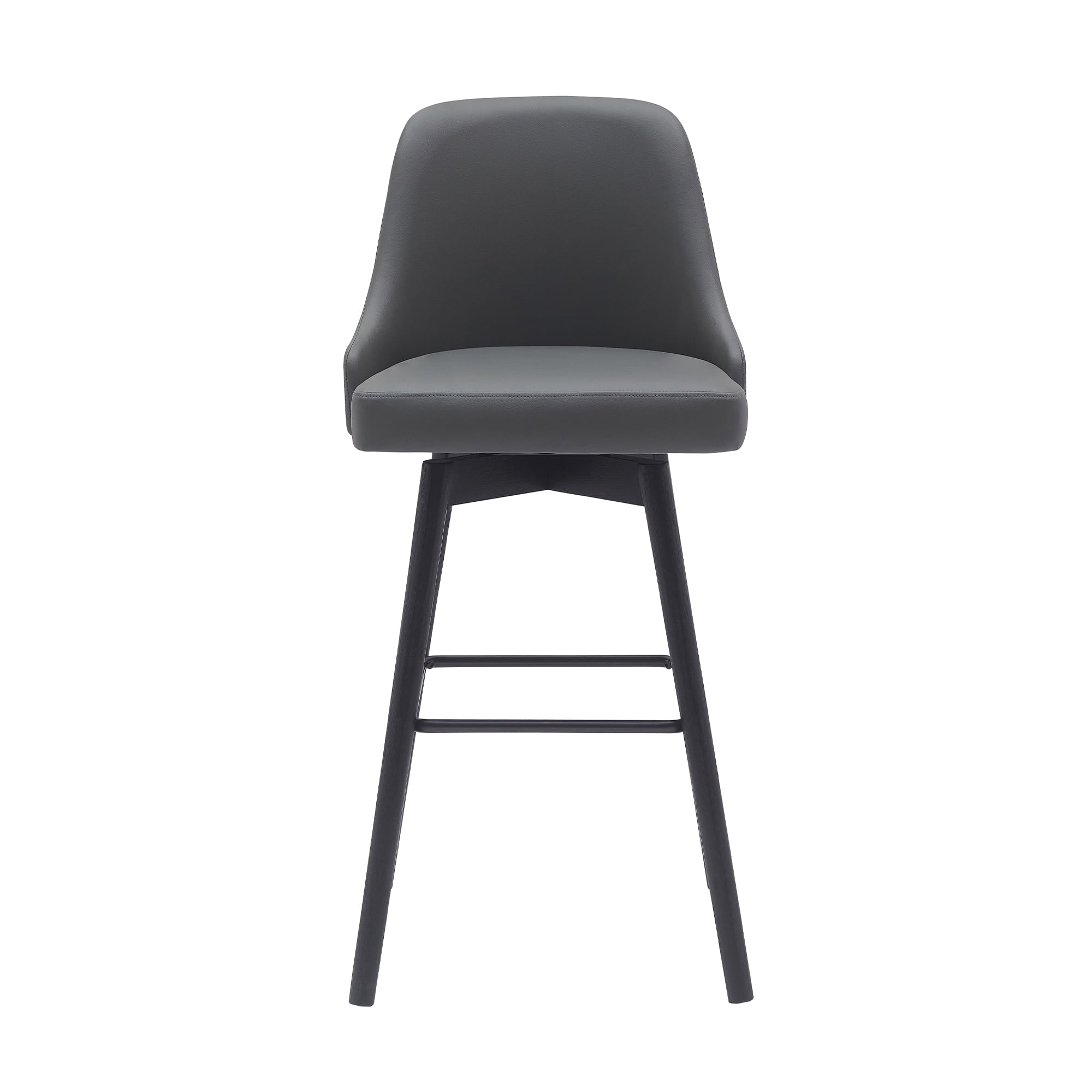 Armen Living Indoor Sicily 26" Swivel Walnut Wood Counter Stool in Gray Faux Leather