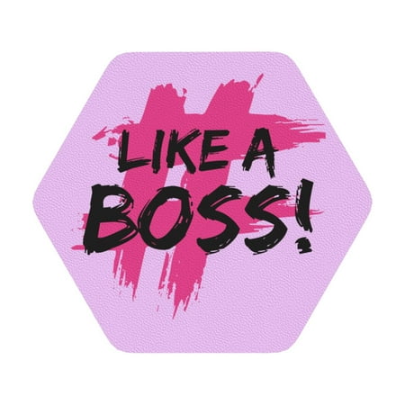 

Coaee Like a Boss Print Leather Coasters Set of 6 Non-Slip Washable Cup Coasters for Home Office Bar Hexagon