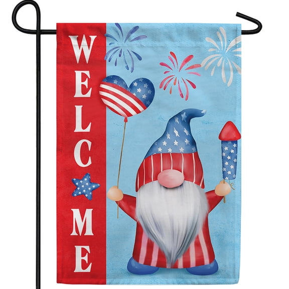 America Forever Celebrate 4th of July Patriotic Gnome Garden Flag 12.5 x 18 inch Fourth of July Celebration Fireworks Stars and Stripes American Gnome Independence Day Yard Outdoor Decoration