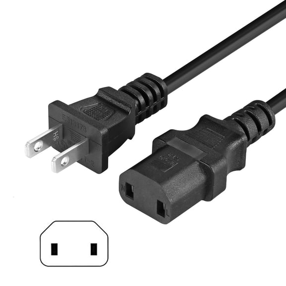 LujingZ 2 Prong AC Power Cord UL SVT 18AWG 10A Power Cable Replacement Compatible with PS4 Pro Xbox One Xbox 360 Slim 360 E Power Supply Brick 6Feet Black