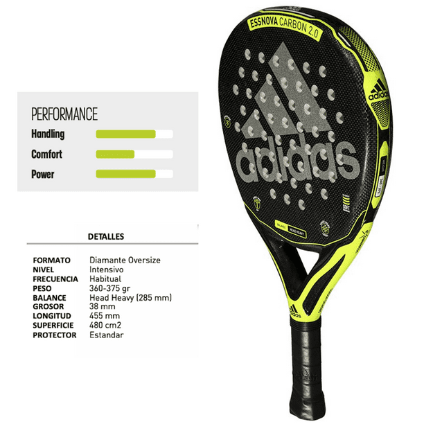 Adidas ESSNOVA CARBON Padel paddle racket tennis Blade Carbon 3K top Spot racquet WPT professional Advance 360 - 375 gr pala raqueta EVA Exoskeleton - Walmart.com