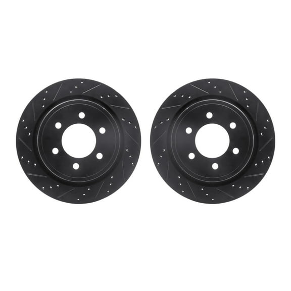 Dynamic Friction Company Rear Brake Rotors-Drilled and Slotted-Black 8002-54217