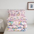 thumbnail image 5 of Manfei Dreamy Castle Queen Comforter Set,Sweet Unicorn Print Comforter Sets Queen,Pink,Pink Reversible,3-Piece,1 Comforter and 2 Pillowcases, 5 of 7