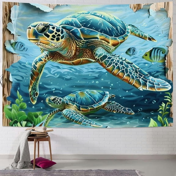 BCIIG Sea Turtle Tapestry Wall Hanging Unique Style Graphic Tapestries Home Wall Decor for Living Room Bedroom Farmhouse Dorm Decorations - 4 Sizes Available 40x30inch