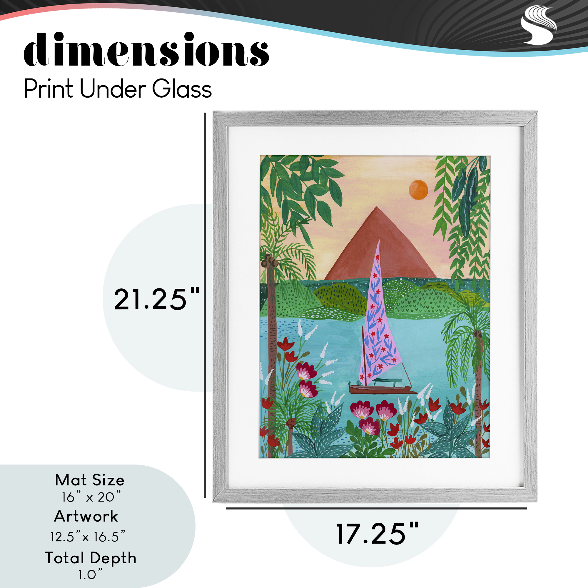 Sailboat on Egypt Nile Gray Framed Print Under Glass, design by Nabeela Rumi