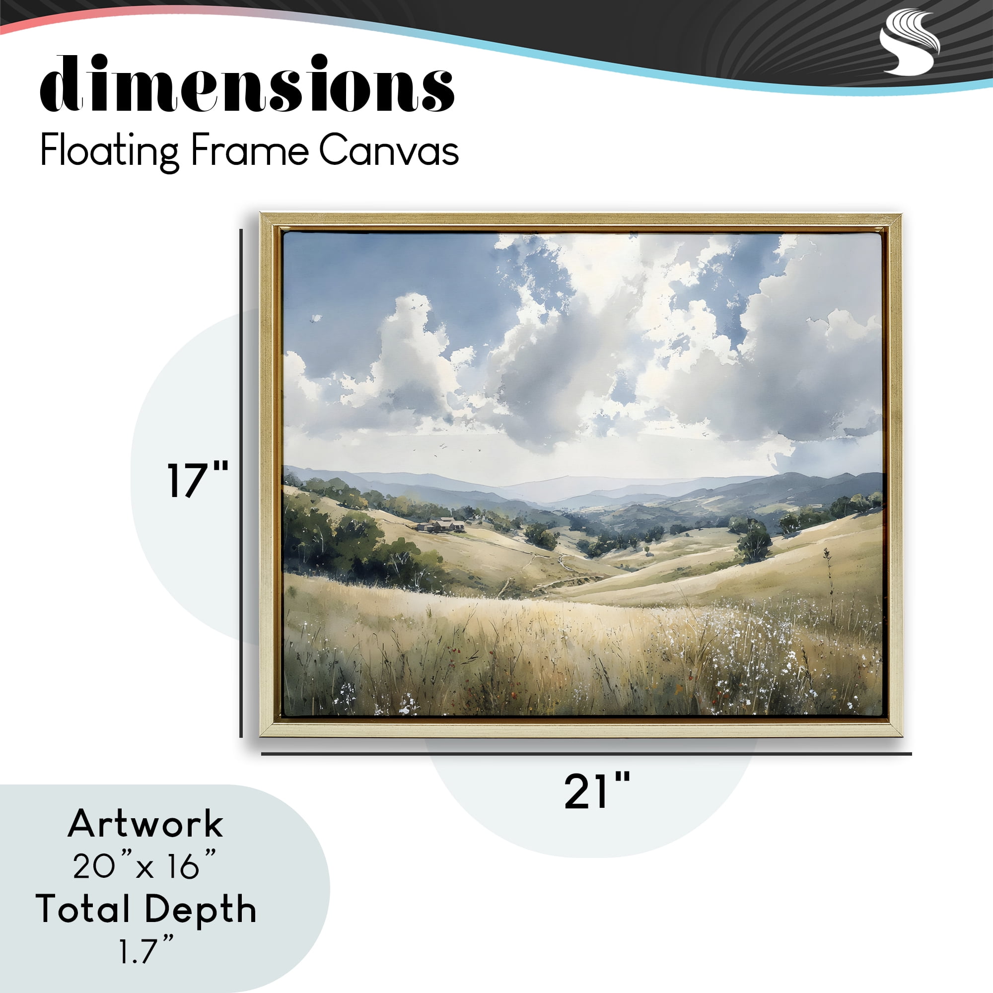 Stupell Industries Distant Hill House in Meadow Gold Framed Floater Canvas Wall Art, design by Franklyn Gregory