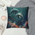 thumbnail image 2 of Orinice Dolphins Corals Graphic Decorative Throw Pillow Cover for Home Couch Living Room Bed Sofa Zipper Closure Pillow Case 1PC 18x18in, 2 of 5