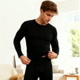 thumbnail image 6 of Wutalume Men's Thermal Underwear Set with Wool Lined Thermal Trousers, Winter Sportswear for Seamless Training and Running, Warm and Flexible Base Layer,Black L, 6 of 7