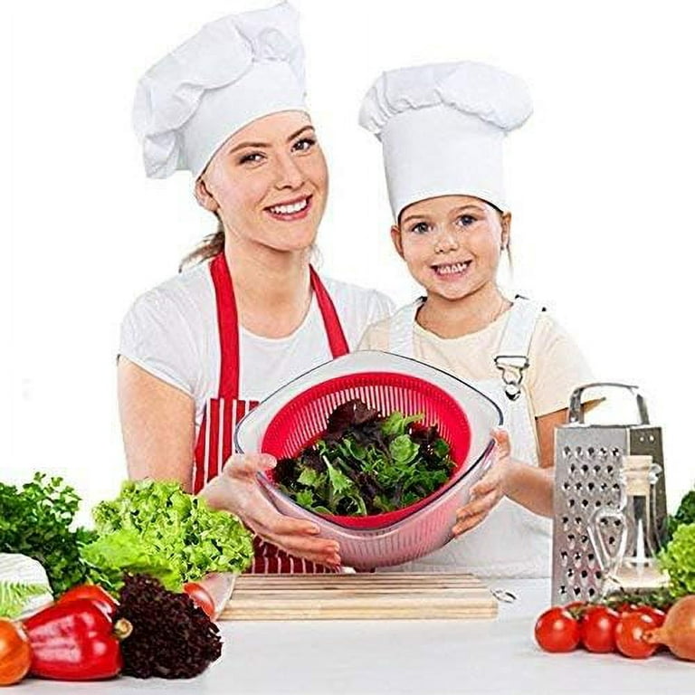 Salad Spinner, Multipurpose Lettuce Spinner Vegetable Washer Egg Beater  with Bowl Colander Basket and Easy Grip Handle for Veggie Fruit Drying, Pink